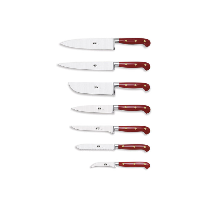 Red Lucite Kitchen Knife Set, 7 Knives