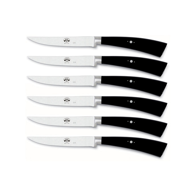 Plenum Black Lucite Steak Knife Set, 6 Knives