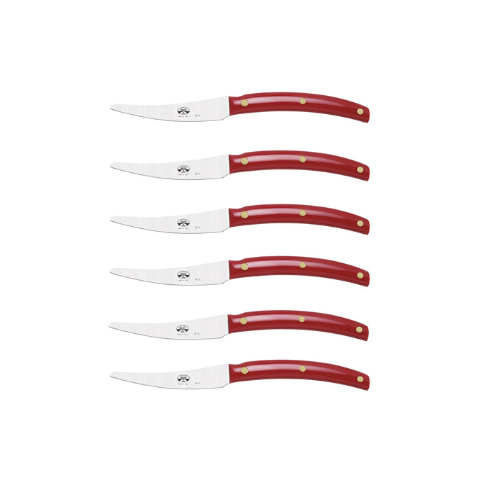 Convivio Red Lucite Steak Knife Set, 6 Knives