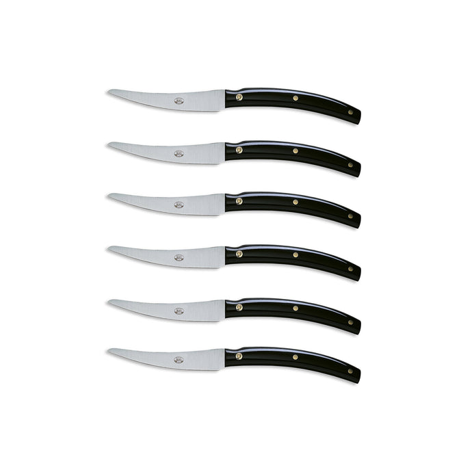 Convivio Black Lucite Steak Knife Set, 6 Knives