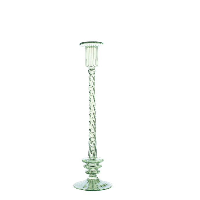 Thebes Green Glass Candleholder