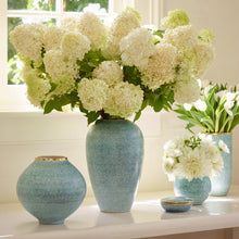 Load image into Gallery viewer, Calinda Blue Grotto Gold Vase