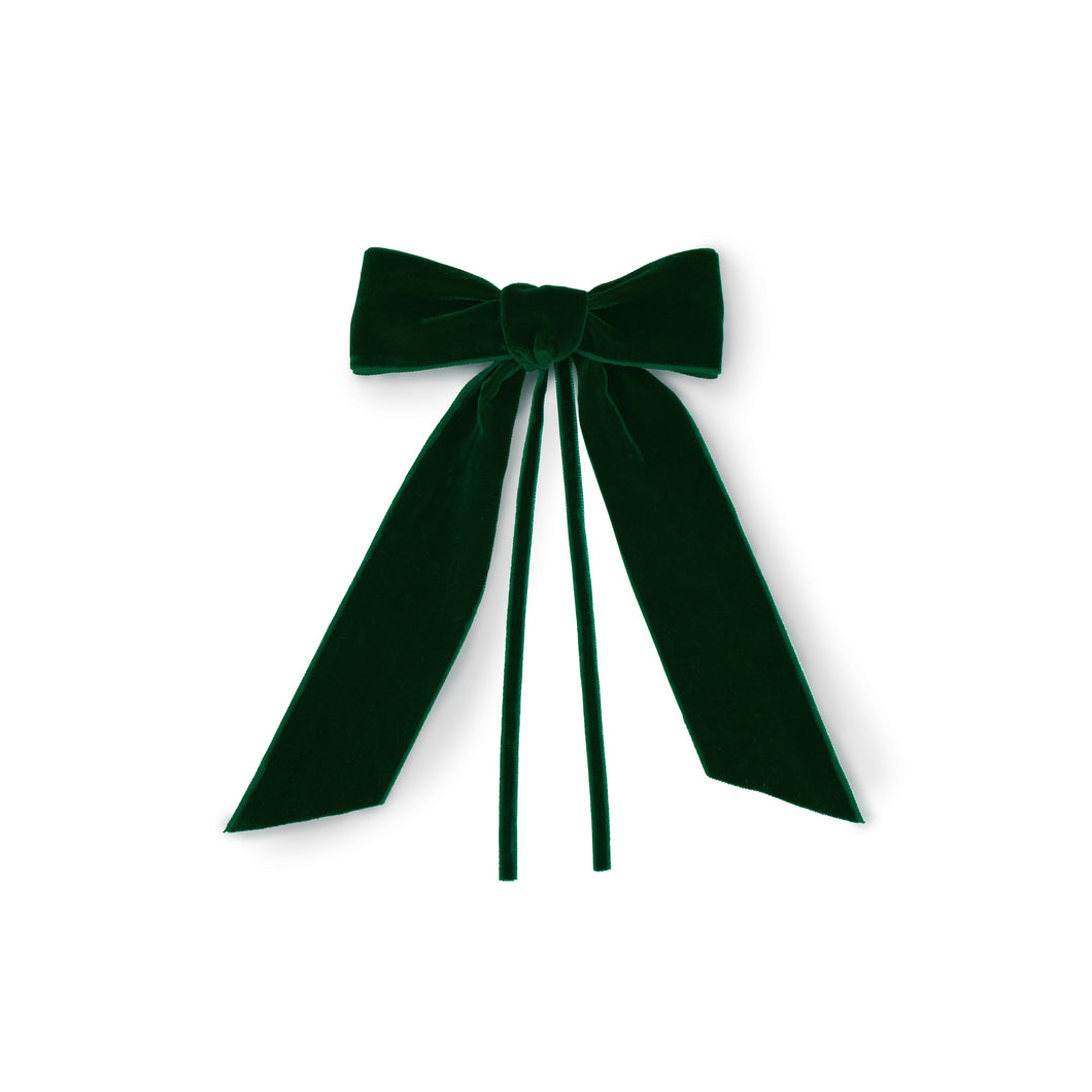 Green Velvet Bow, Set of 4
