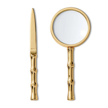 Load image into Gallery viewer, Ava Bamboo Brass Magnifying Glass &amp; Letter Opener