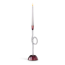 Load image into Gallery viewer, Joyful Venetian Knot Clear &amp; Ruby Candleholder