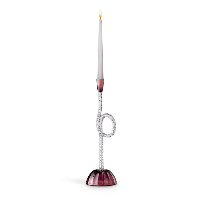 Joyful Venetian Knot Clear & Ruby Candleholder