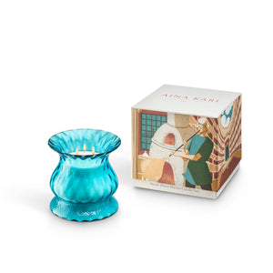 Tulip Aquamarine Murano Glass Candle