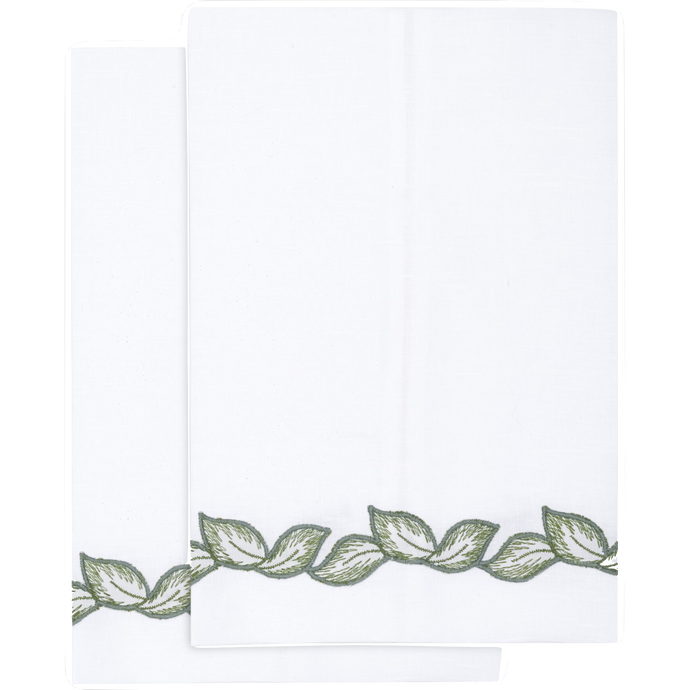 Petalos Green Embroidery Guest Towel, Set of 2