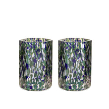 Load image into Gallery viewer, Macchia su Macchia Ivory, Green &amp; Blue Hexagonal Glass, Set of 6