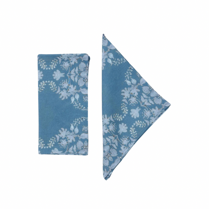 Floral Limewash Blue Napkin, Set of 4