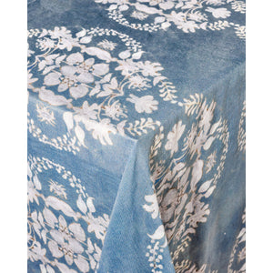 Floral Limewash Blue Tablecloth