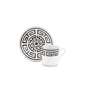 Labirinto Nero Coffee Cup & Saucer, Set of 2
