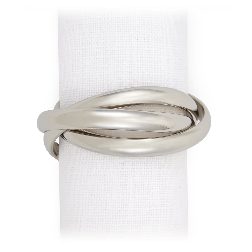 Three-Ring Platinum Napkin Ring, Set of 4