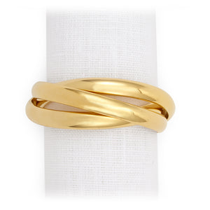 Three-Ring Gold Napkin Ring, Set of 4