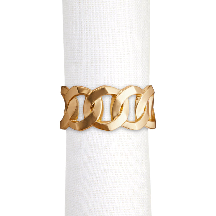 Cuban Link Gold Napkin Ring, Set of 4