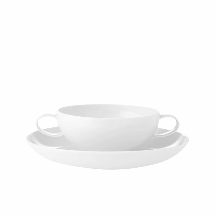 Domo White Consomme Cup & Saucer, Set of 2
