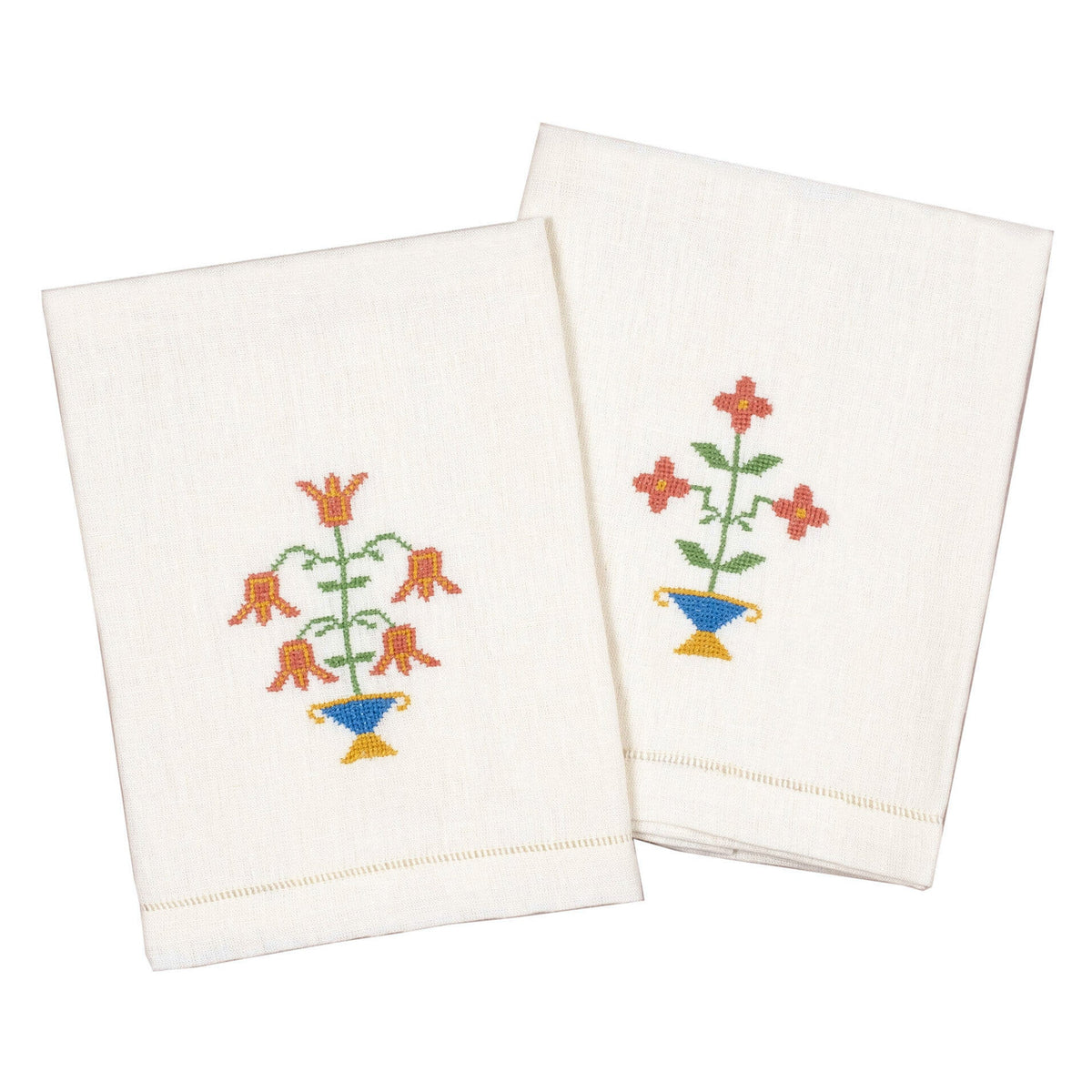 Ottoman Coral Vase Guest Towel, Set of 2