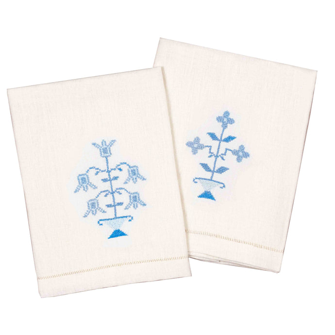 Ottoman Blue Vase Guest Towel, Set of 2