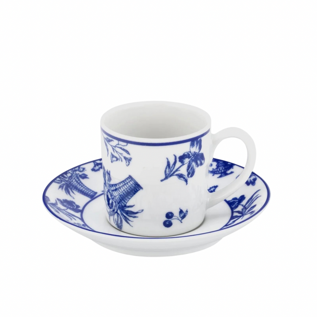 Chintz Azul Coffee Cup & Saucer, Set of 4