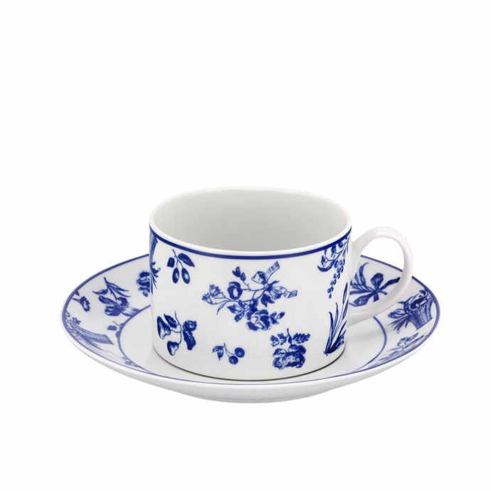 Chintz Azul Tea Cup & Saucer, Set of 4