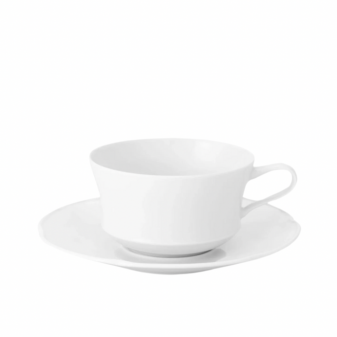 Crown White Tea Cup & Saucer, Set of 4