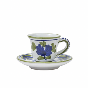 Blossom Blue Espresso Cup + Plate, Set of 4