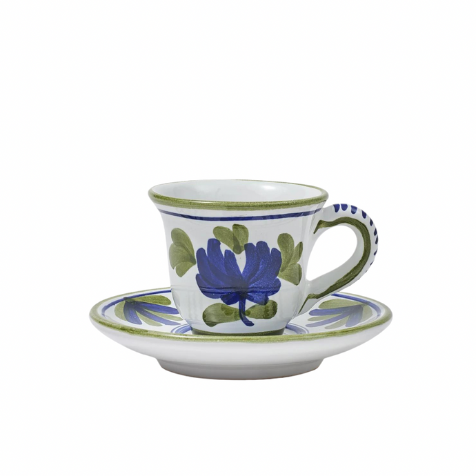 Blossom Blue Espresso Cup + Plate, Set of 4