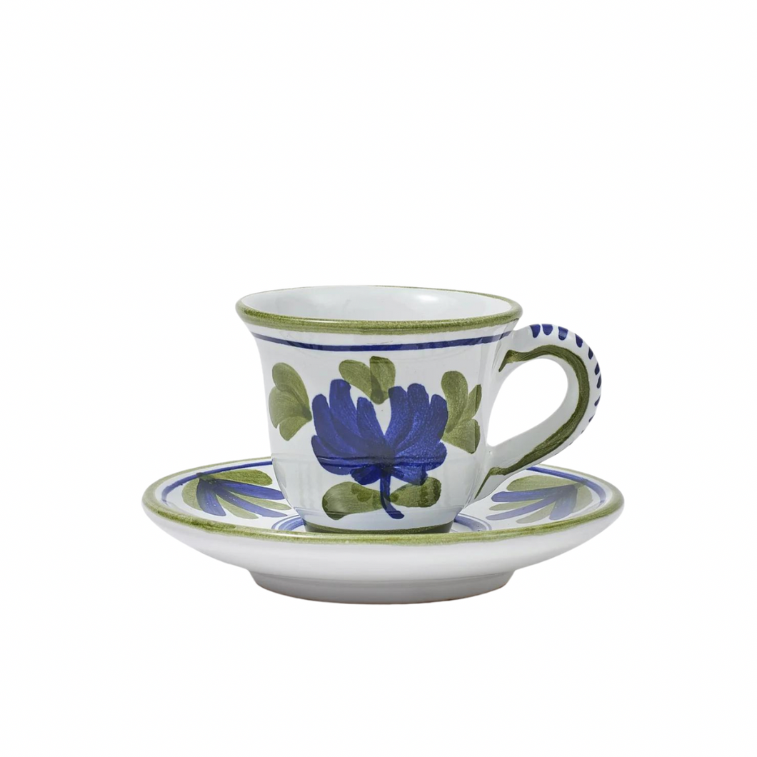 Blossom Blue Espresso Cup + Plate, Set of 4