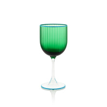 Load image into Gallery viewer, Striped Emerald Water Glass, Set of 2