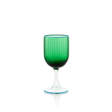 Load image into Gallery viewer, Striped Emerald White Wine Glass, Set of 2