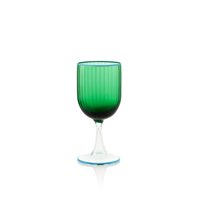 Striped Emerald White Wine Glass, Set of 2