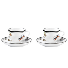 Load image into Gallery viewer, Arcadia White Coffee Cup &amp; Saucer, Set of 2