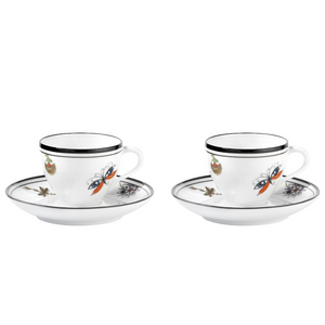 Arcadia White Coffee Cup & Saucer, Set of 2