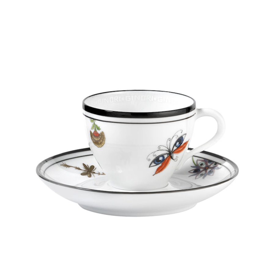 Arcadia White Coffee Cup & Saucer, Set of 2