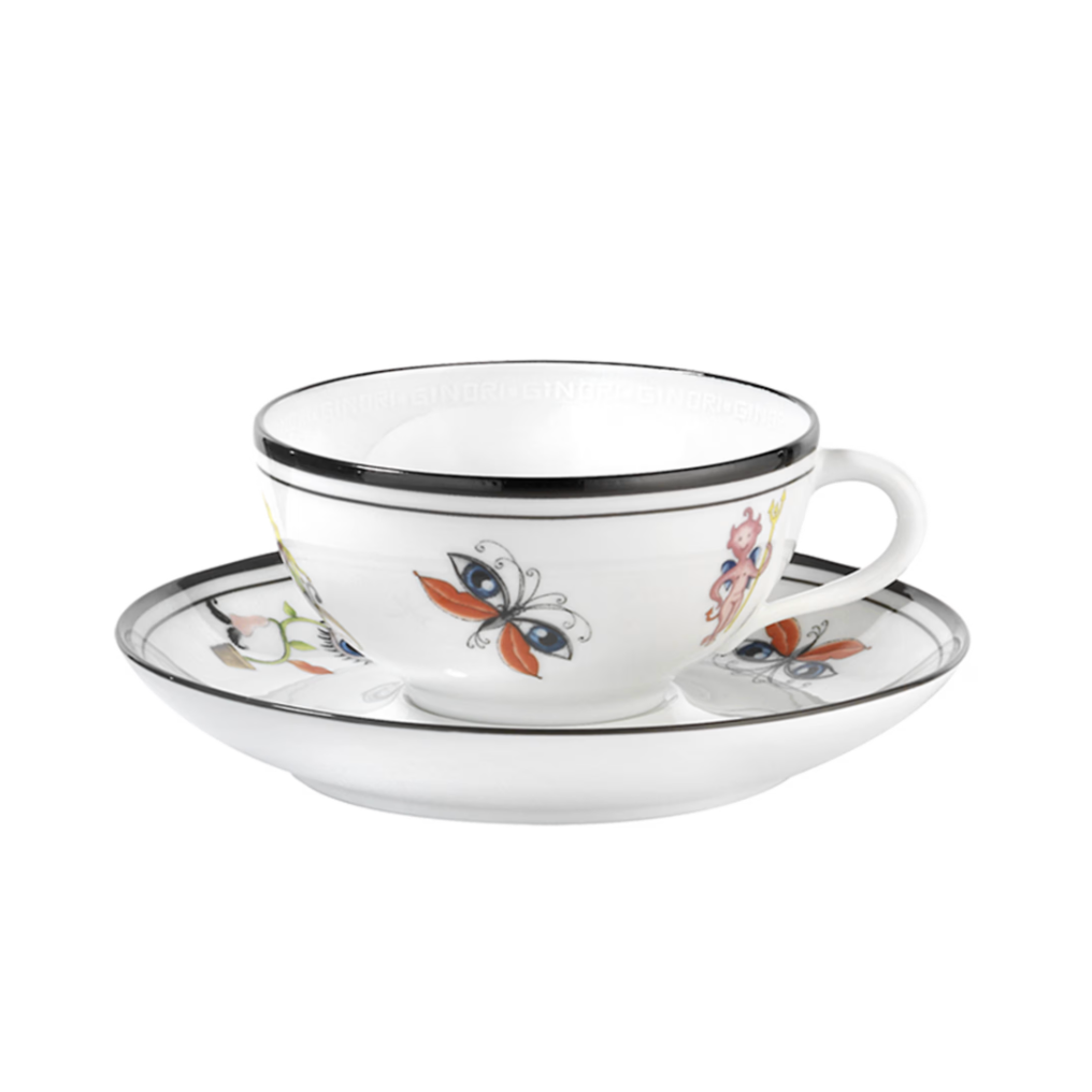 Arcadia White Tea Cup & Saucer, Set of 2