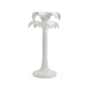 Medium White Palm Tree Candlestick