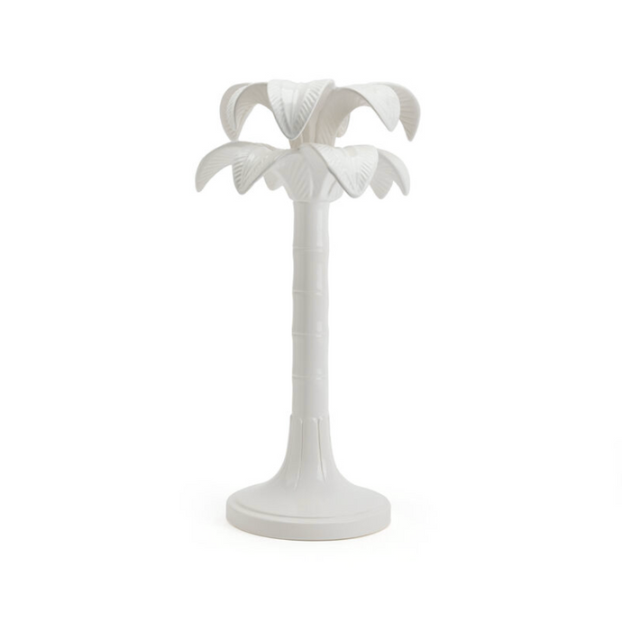 Medium White Palm Tree Candlestick