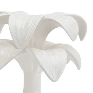 Medium White Palm Tree Candlestick
