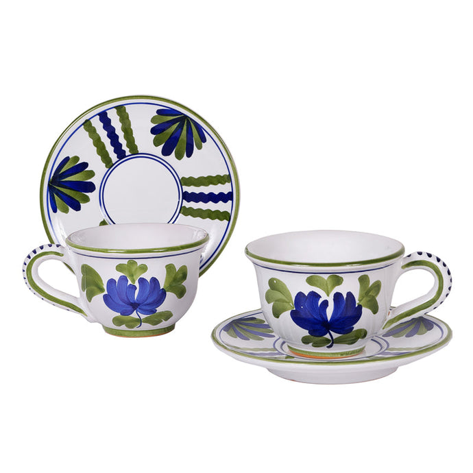 Blossom Blue Tea Cup + Plate, Set of 2