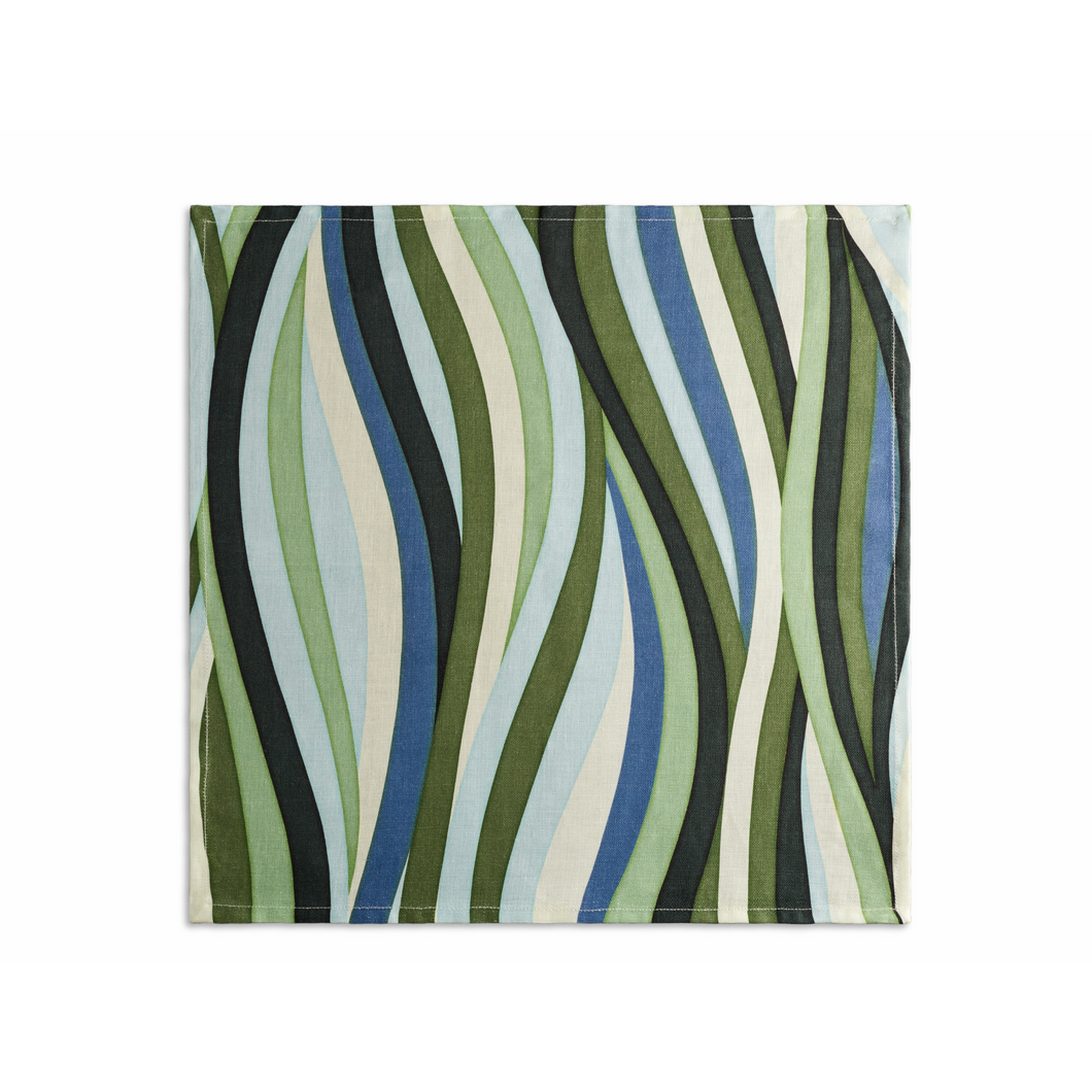 Linen Sateen Landscape Blue & Green Napkin, Set of 4