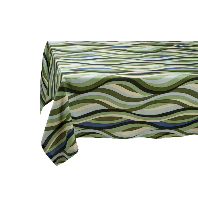 Linen Sateen Landscape Blue & Green Tablecloth