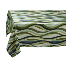 Load image into Gallery viewer, Linen Sateen Landscape Blue &amp; Green Tablecloth