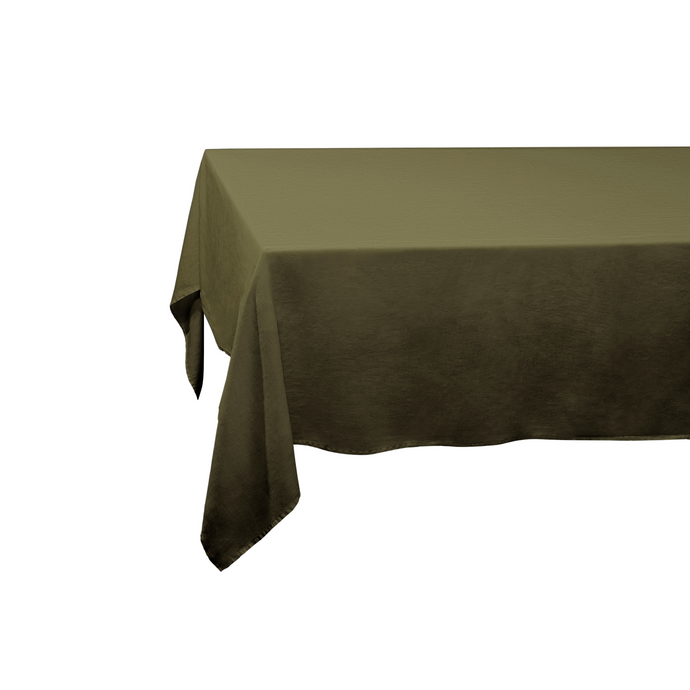 Linen Sateen Olive Tablecloth