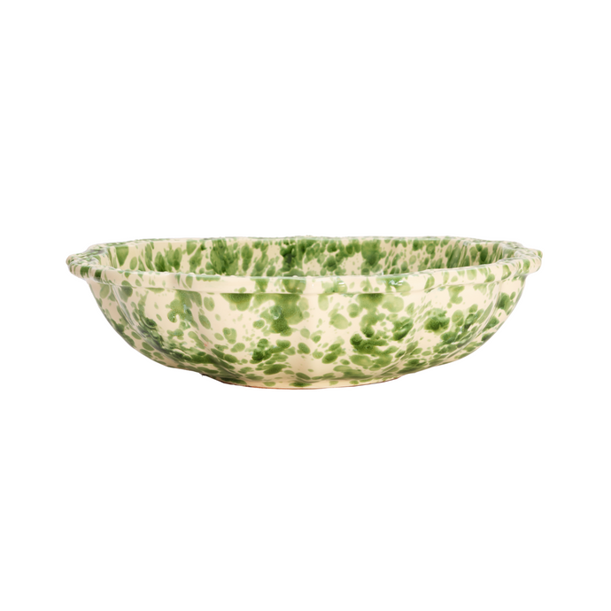 Speckled Green & White Serving Bowl