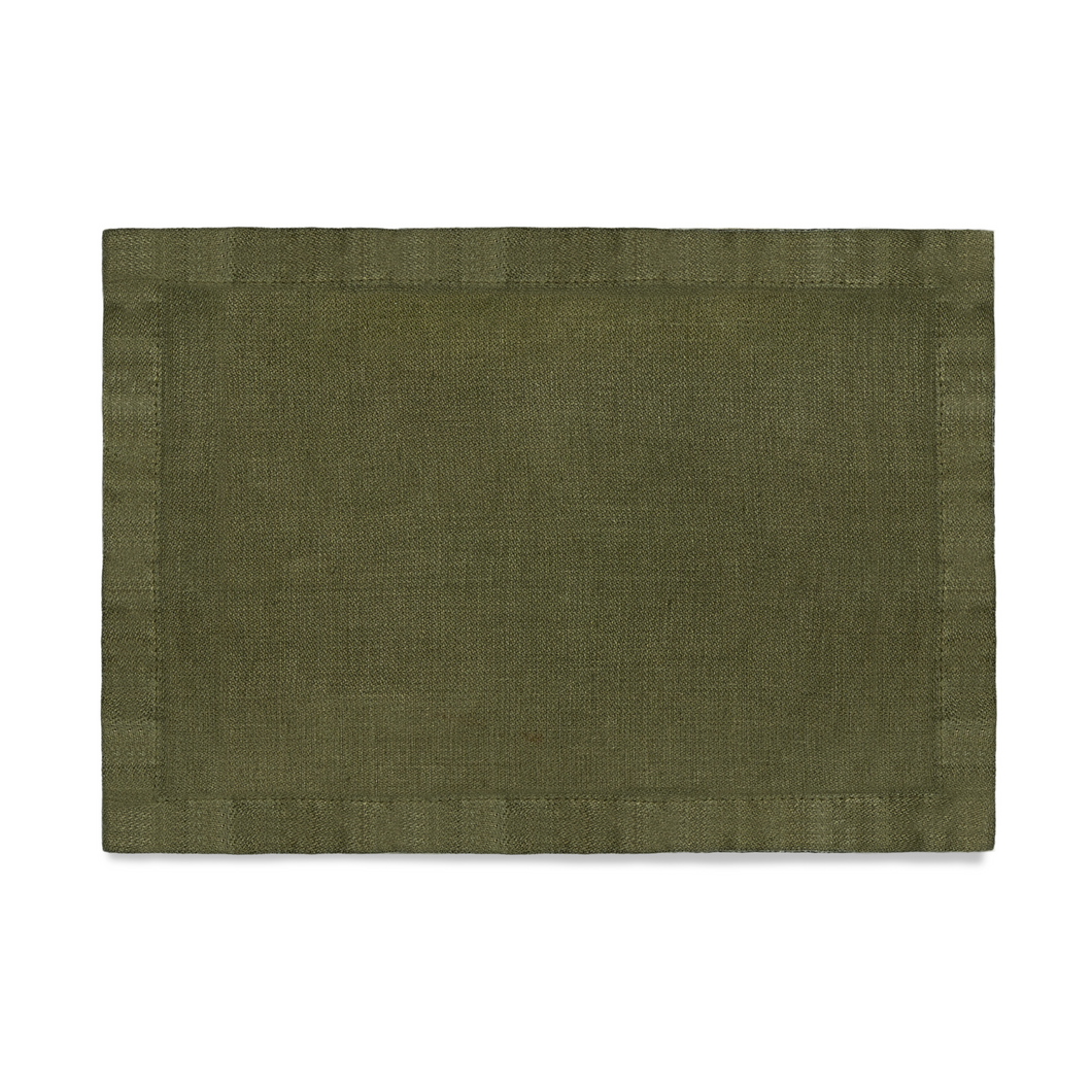 Linen Sateen Olive Placemat, Set of 4