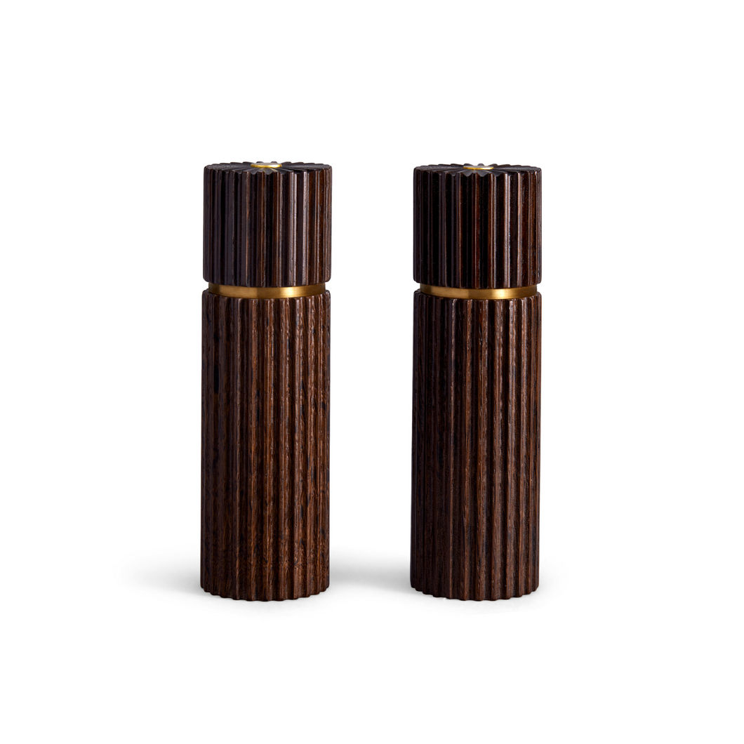 Ionic Smoked Oak Salt & Pepper Mill, Set of 2