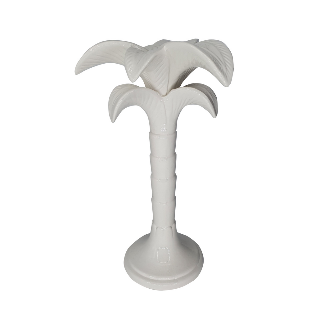 Medium White Palm Tree Candlestick