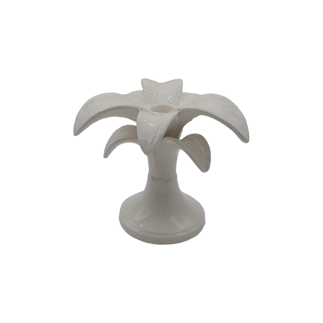 Small White Palm Tree Candlestick