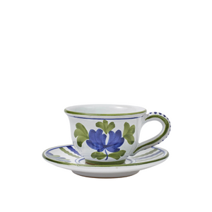 Blossom Blue Tea Cup + Plate, Set of 2