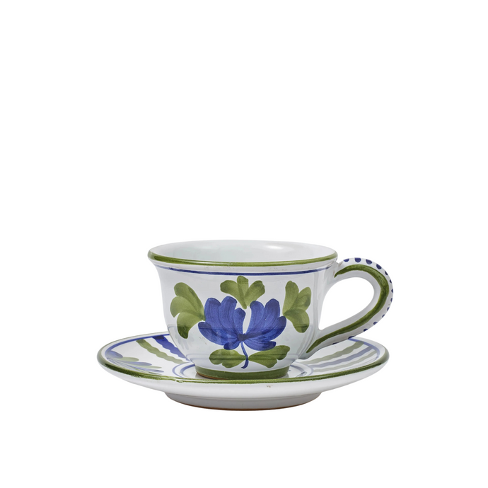 Blossom Blue Tea Cup + Plate, Set of 2